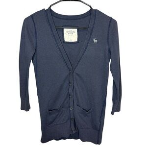 Vintage Abercrombie & Fitch Navy Button-Up Cardigan Vneck Cardigan Size medium